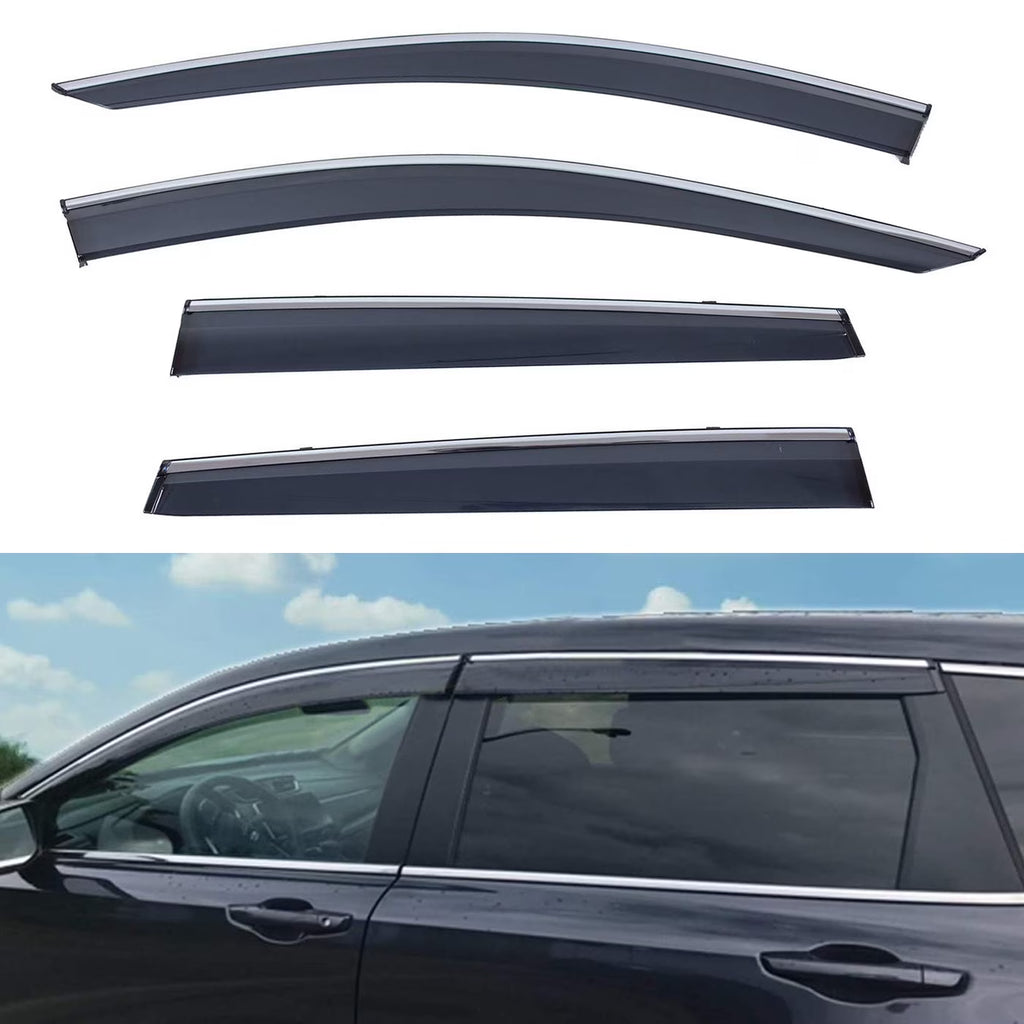4Pcs Smoke Tinted Vent Window Visors With Chrome Trim P147745