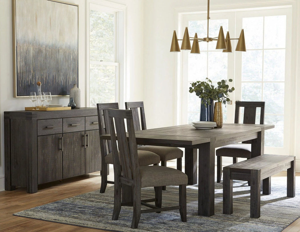 8 Piece Rectangular Dining Set Upholstered Chair and Server Graphite Q21189