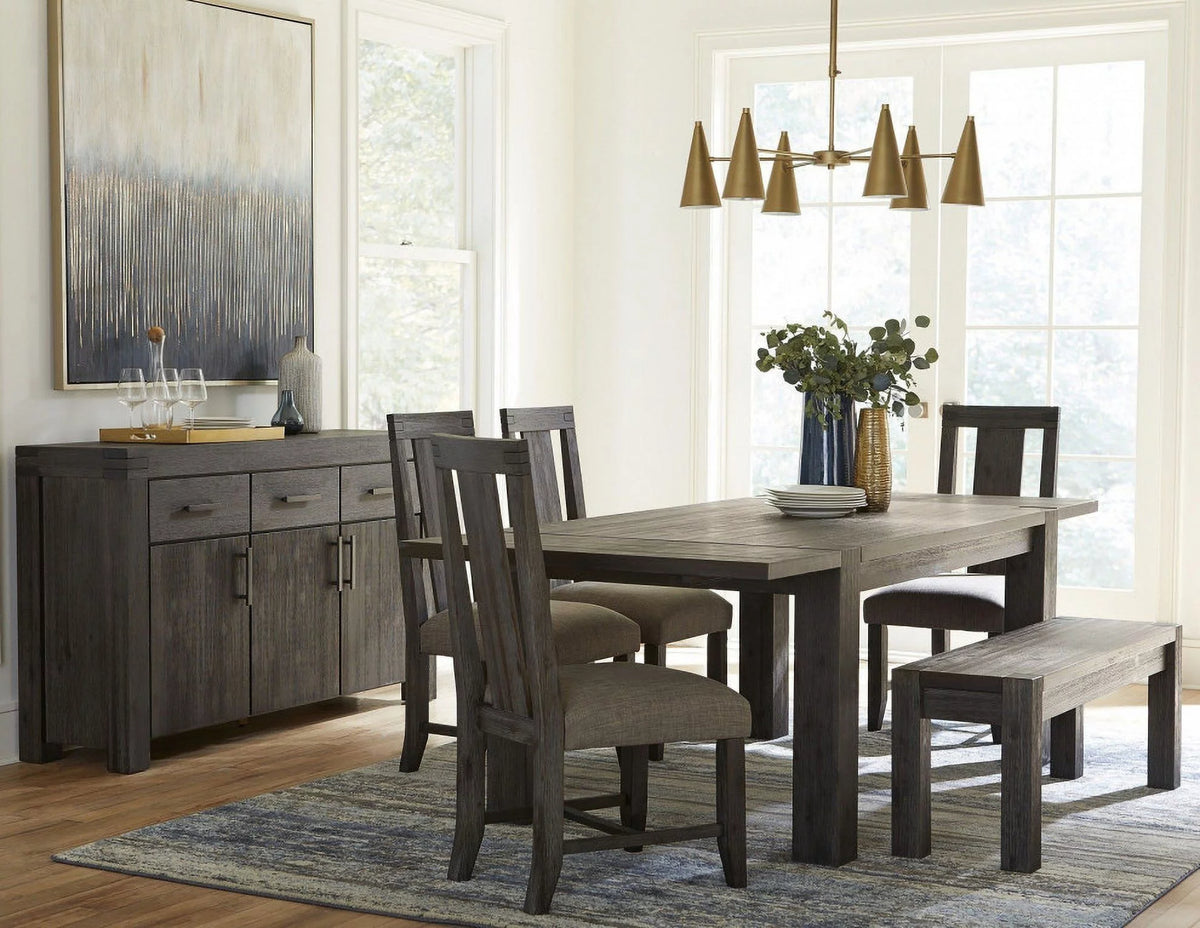 8 Piece Rectangular Dining Set Upholstered Chair and Server Graphite Q21189