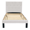 White Faux Leather Upholstered Twin Size Bed with Tufted Headboard H466