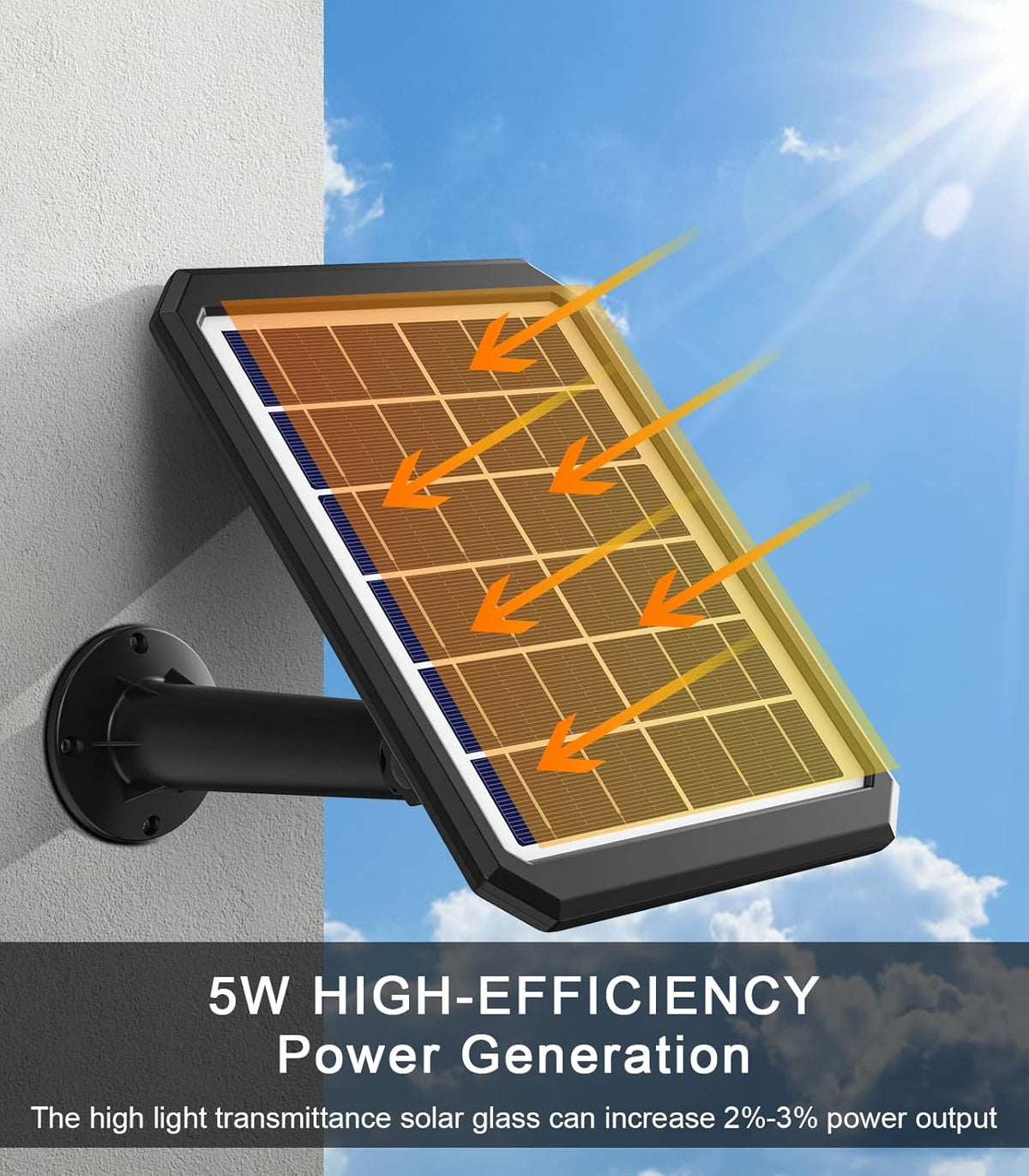 Waterproof Solar Battery Charger for Arlo Cam with Adjustable Wall Mount Bracket Ground Stake V326