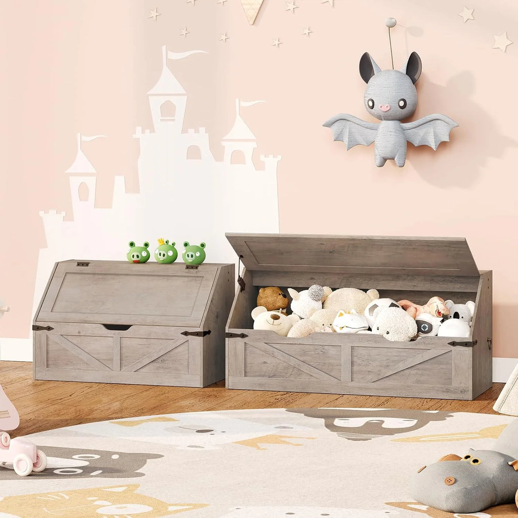 Wooden Storage Chest with Flip Top J4521