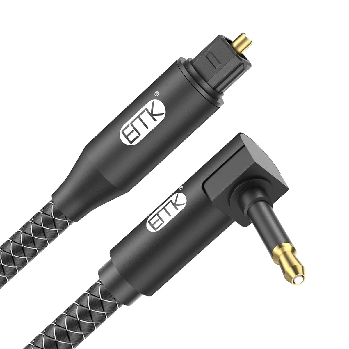 90 Degree Nylon Braided Optical Cable (6 Feet/2M, Black) L2756