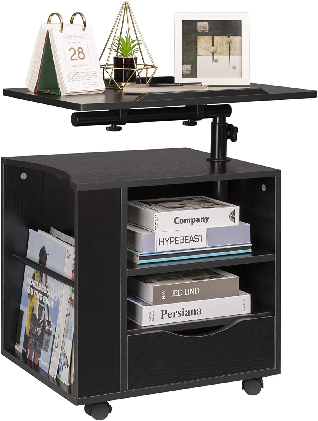 Black Wooden Bedside Table with Drawers Y319