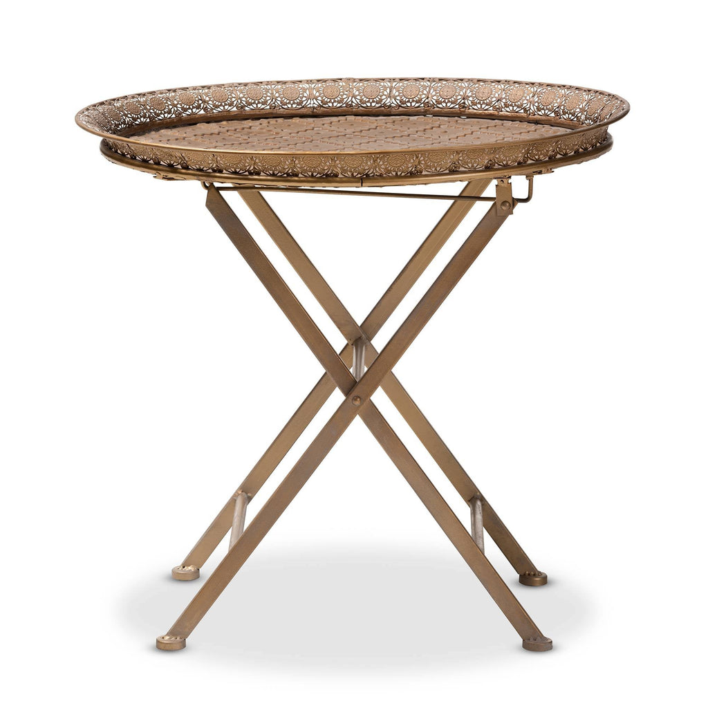 Gold-Tone Metal Folding Tray Table S749