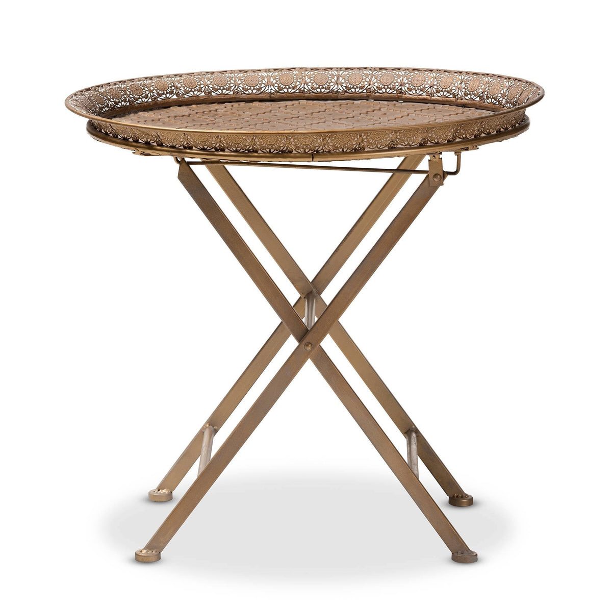 Gold-Tone Metal Folding Tray Table S749