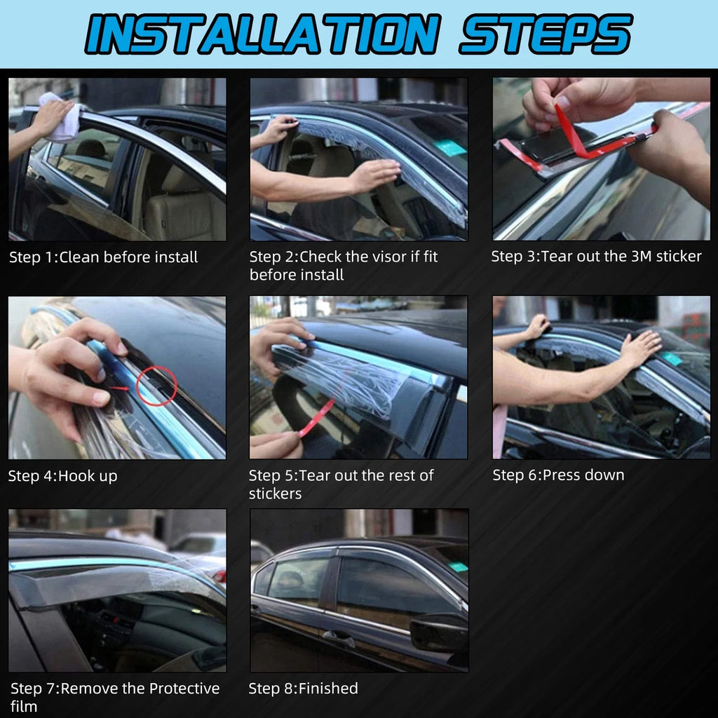 4Pcs Smoke Tinted Vent Window Visors With Chrome Trim P147745