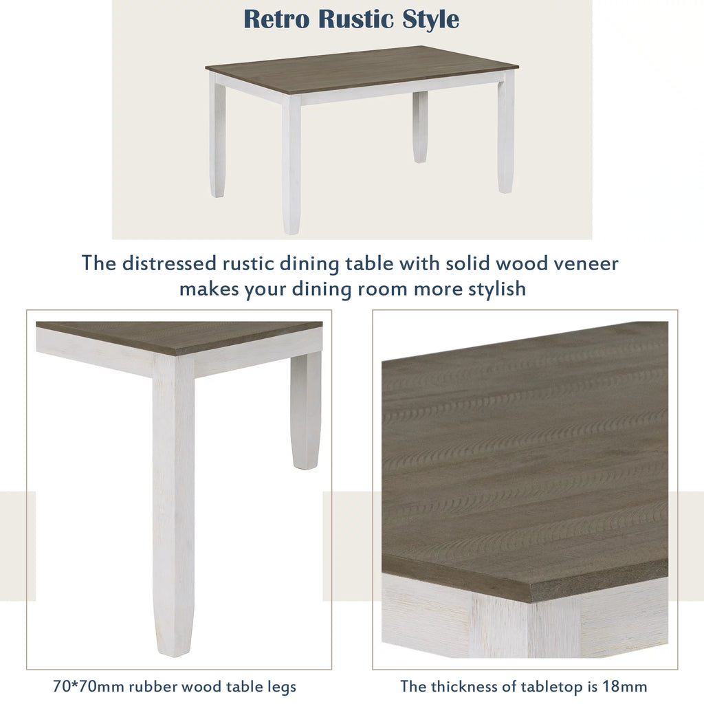6-Piece Dining Table Set with 4 Upholstered Chairs and Bench Y3280