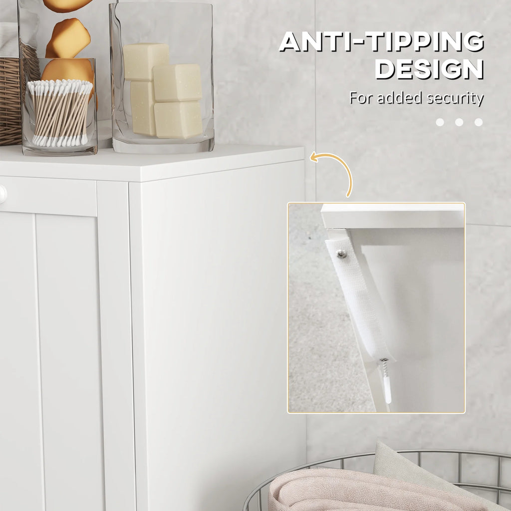 White Tilt-out Laundry Cabinet with 2 Hamper Compartments Z219175