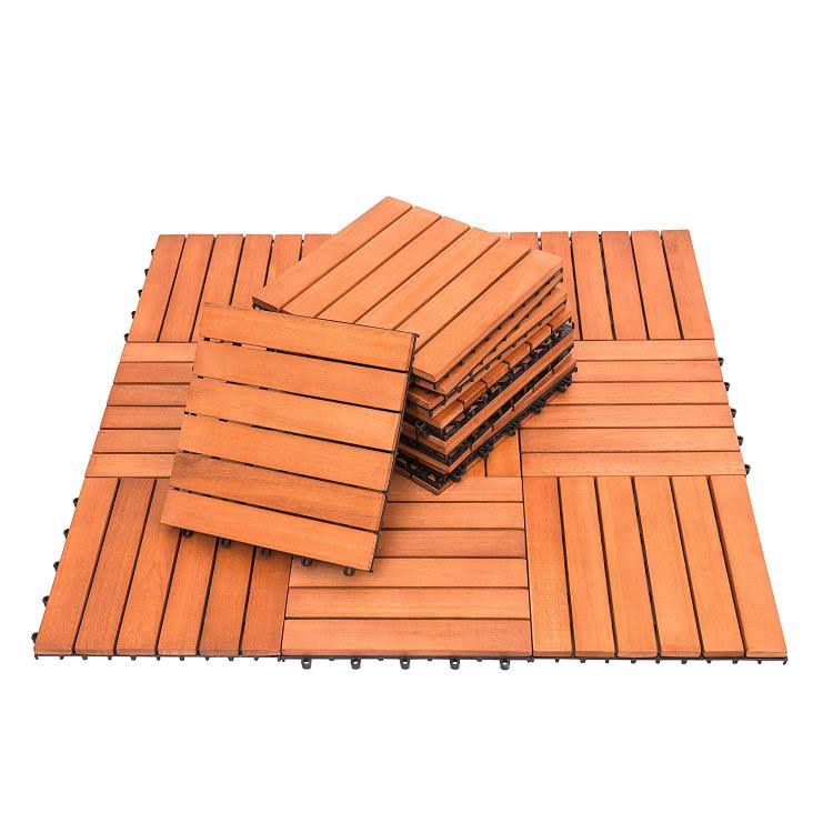 FSC Eucalyptus Interlocking Deck Tile 6 Slats Set of 10 H783