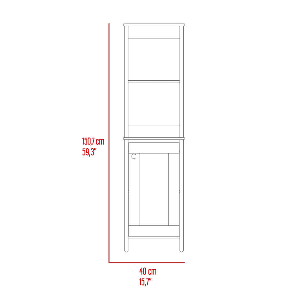 Linen Cabinet with Two Open Shelves and Single Door W145