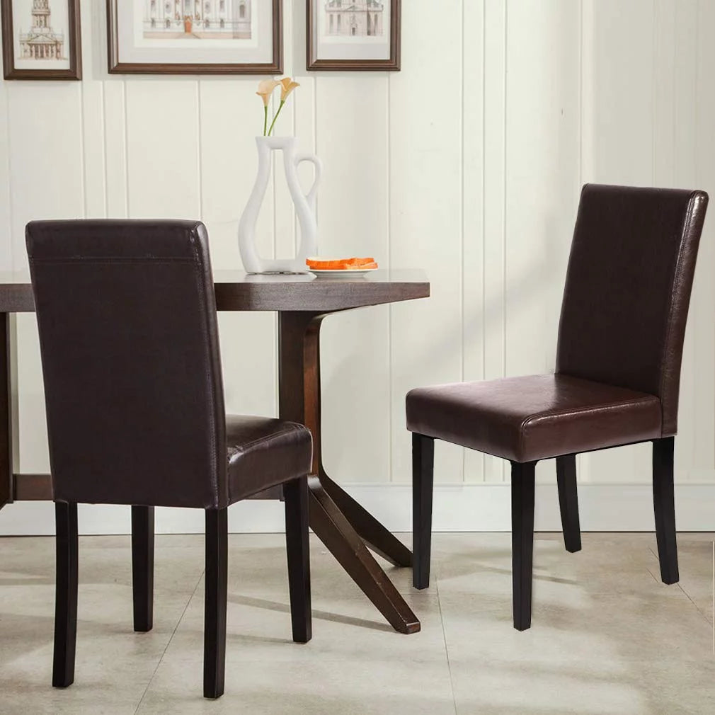 Set of 4 Brown Leather Dining Chairs S152