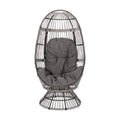 Light Brown Beige Wicker Swivel Egg Chair with Cushion H7944