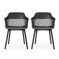 Black Plastic Patio Dining Arm Chair Set of 2 I364861