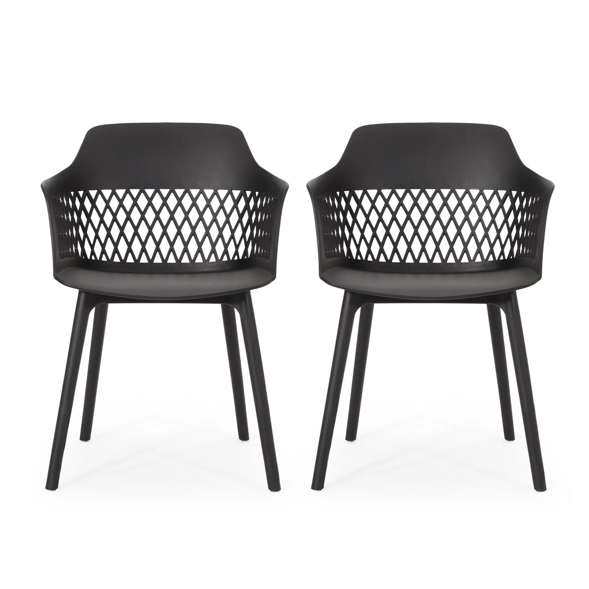 Black Plastic Patio Dining Arm Chair Set of 2 I364861