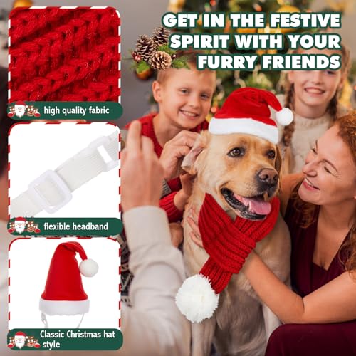4 Pcs Dog Christmas Antlers Headband Scarf Set P2898