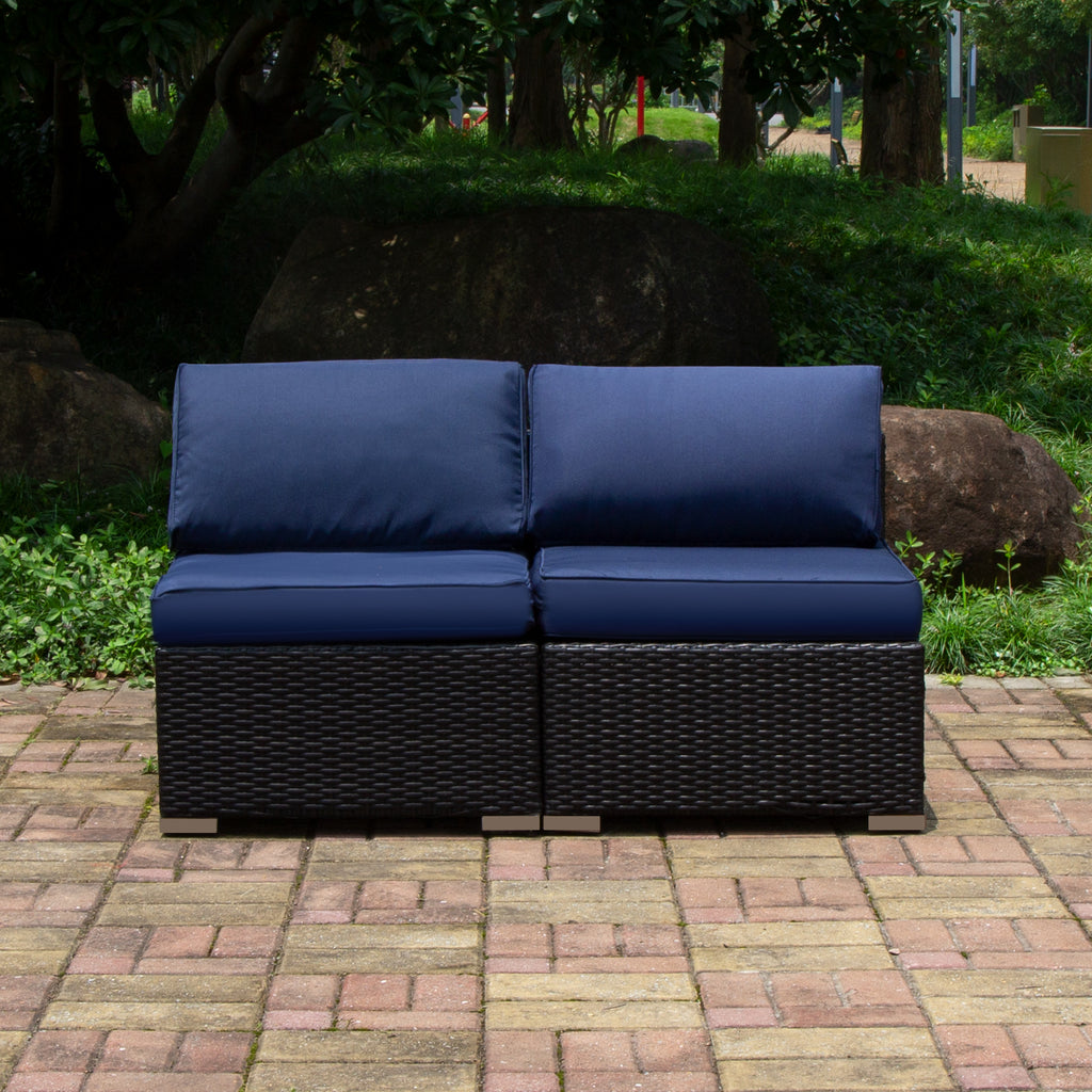 Gray Outdoor Patio Conversation Sofa Set with Padded Wicker Rattan Chairs G455666