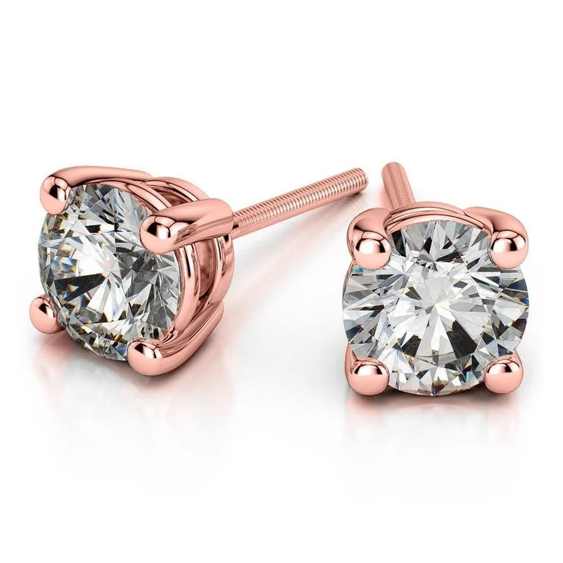 14K Rose Gold Moissanite Stud Earrings S52128