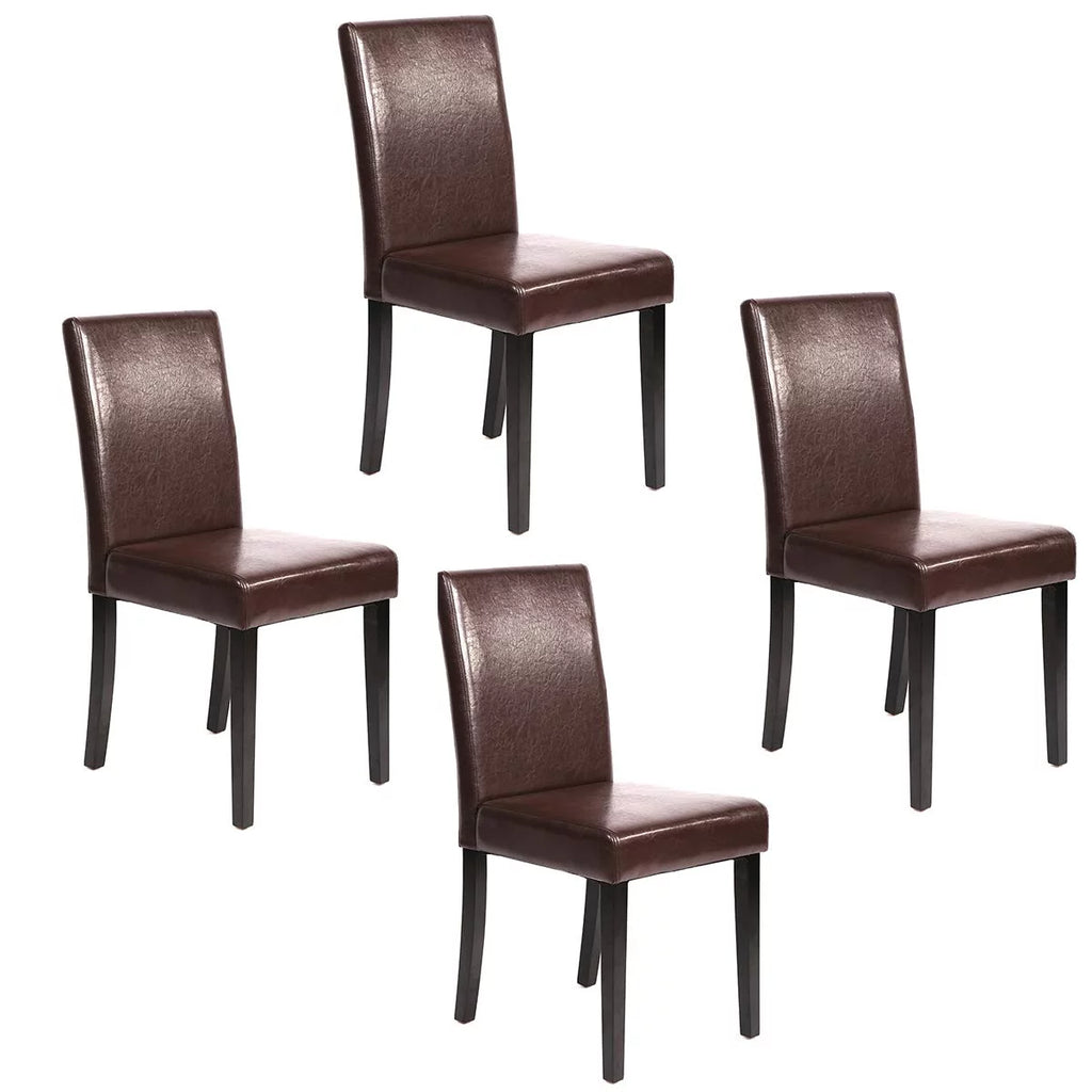 Set of 4 Brown Leather Dining Chairs S152