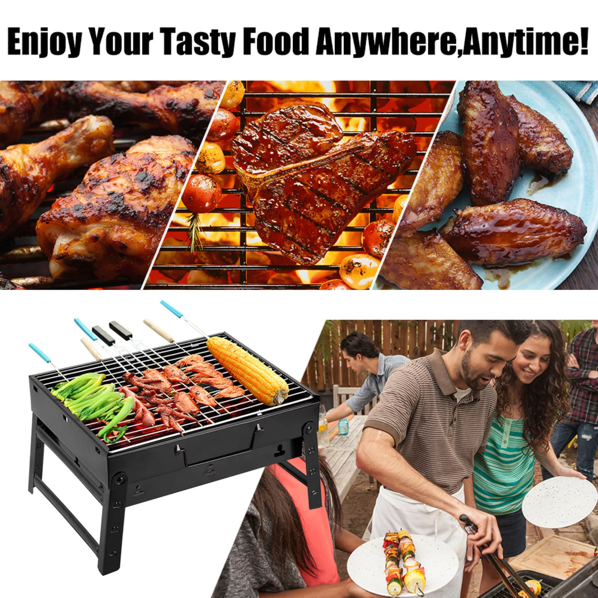 Charcoal Folding Portable Smoker Grill D599