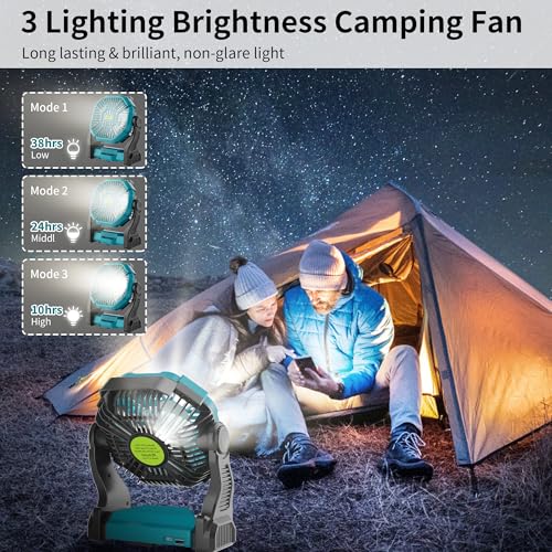 Battery Powered Portable Rechargeable Fan with LED Light & Hook H7139