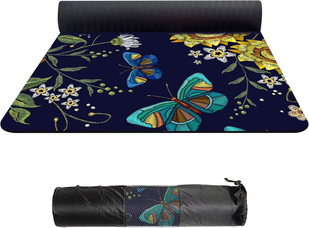 Suede TPE Yoga Mat with Carrying Bag, 72x32 Extra Thick 8MM H799