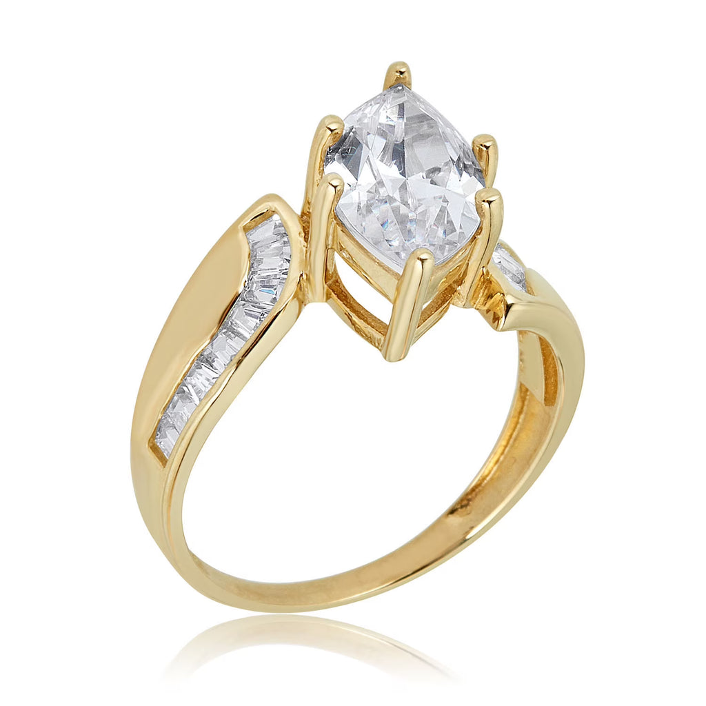 10K Yellow Gold Marquise-shape 2.5 Carat Simulated Diamond CZ Ring Size 7 W759310
