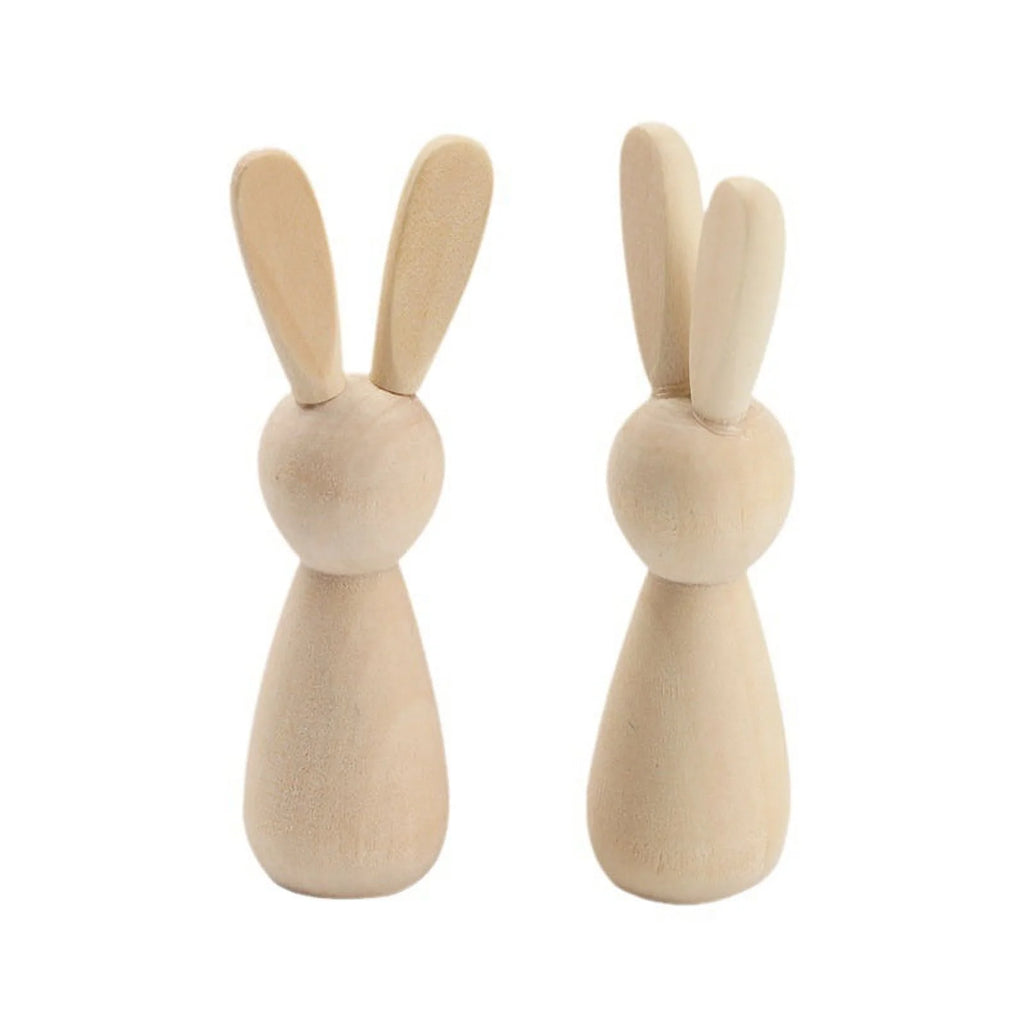 6Pcs Unpainted Natural Wooden Bunny Dolls S4439