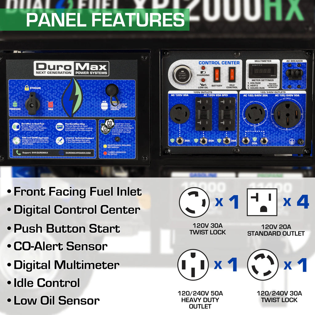 Portable Dual Fuel Generator with CO Alert 12,000 Watt P92980