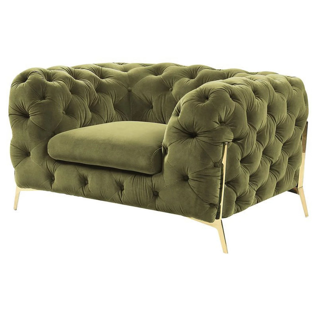 Green Fabric & Metal Accent Chair V5123