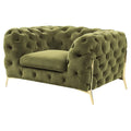 Green Fabric & Metal Accent Chair V5123