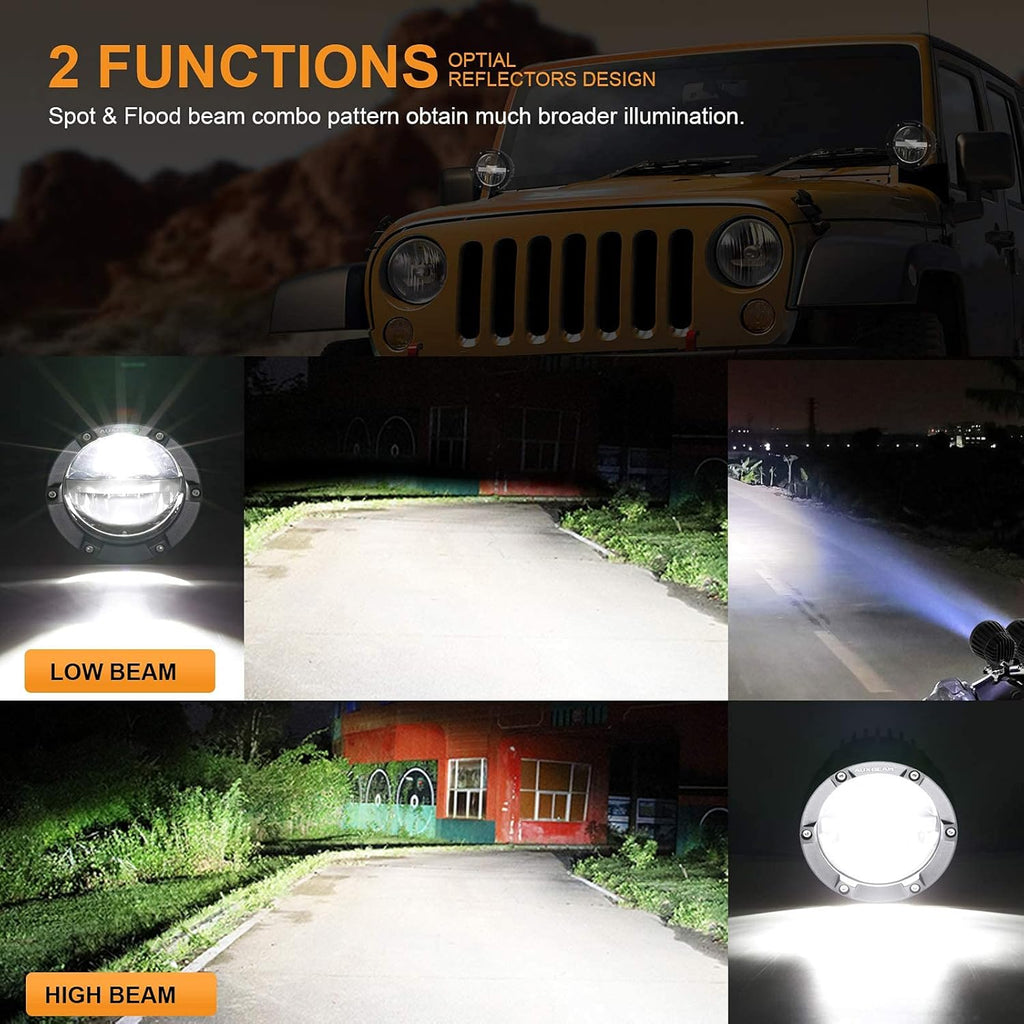 4 Inch Round LED Light Pods with Hi/Lo/Combo Beam 72W 7200LM L3180