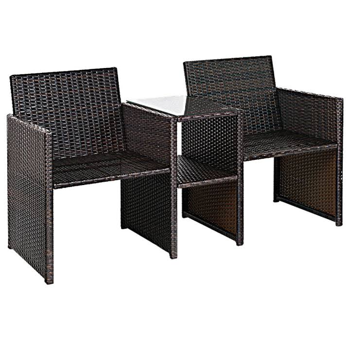 Rattan Loveseat Patio Conversational Set M95198