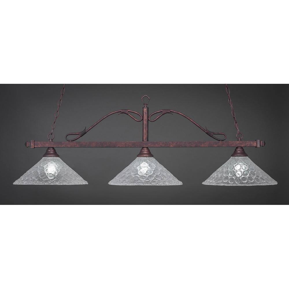 Three Light Billiard Bronze Finish with Italian Bubble Glass O121553