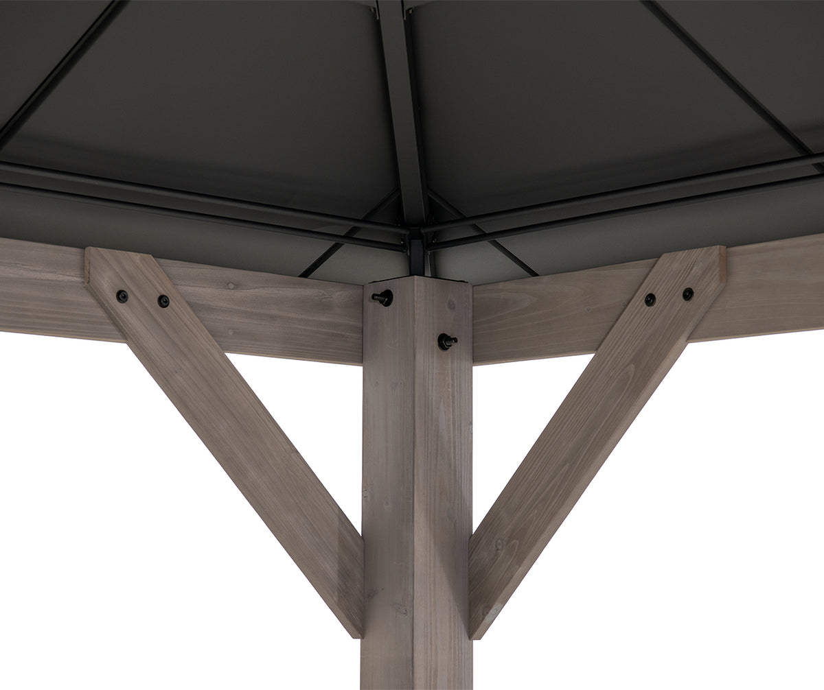 12x16 ft. Steel Hardtop Gazebo with 2-tier Metal Roof Q28148