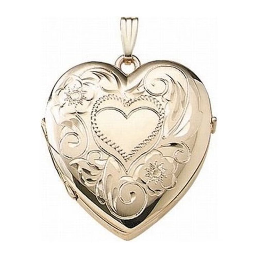 Solid 14K Yellow Gold Four Photo Locket Necklace Pendants V37252