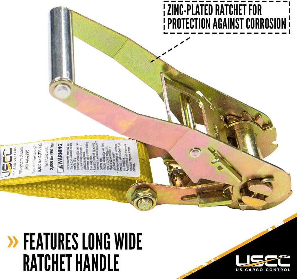 2 Pack 2 Inch Wide X 27 Foot Long Ratchet Straps with Snap Hook L39710