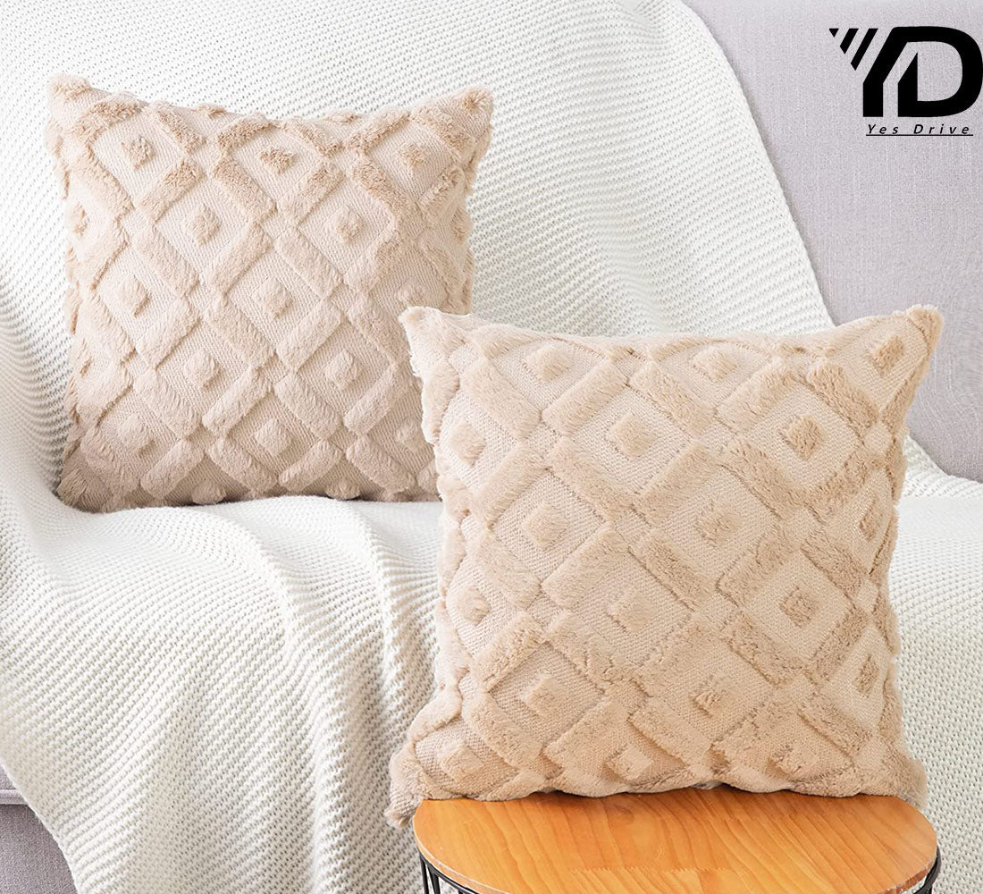 Set of 2 Soft Plush Velvet Decorative Throw Pillow Covers Square Cushion Case A795
