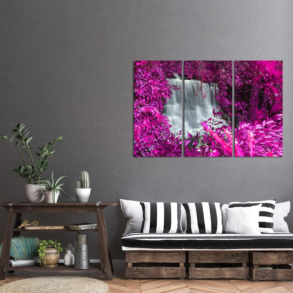 Black White and Purple Canvas Wall Art 16x32inchx3pcs A9042
