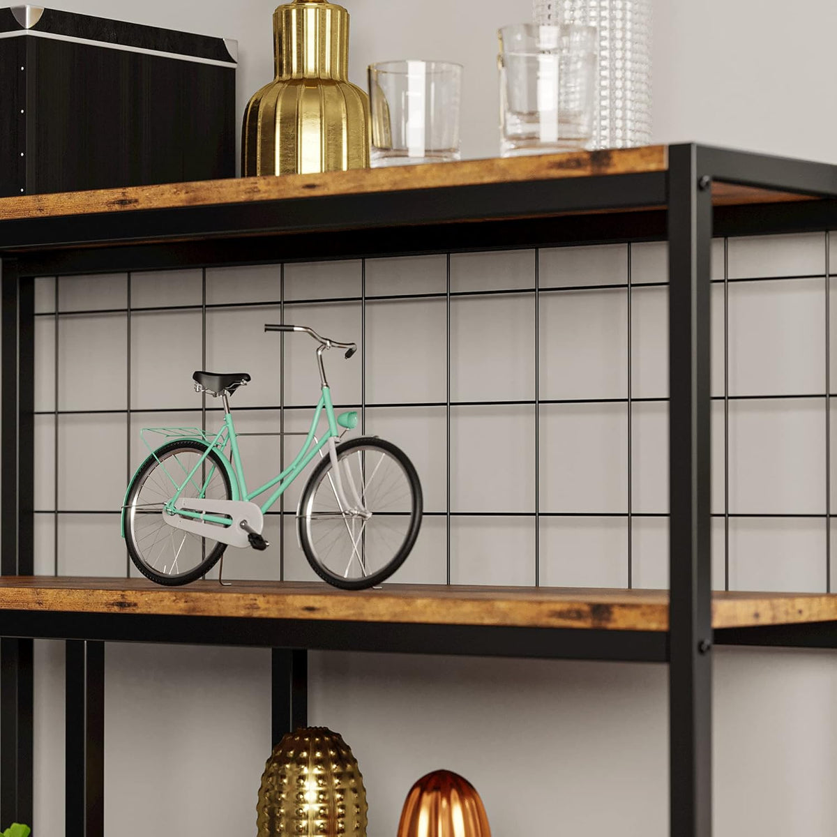 6-Shelf Industrial Etagere Bookcase with Metal Frame M70670