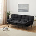 Black Suede Fabric Memory Foam Futon N27351