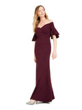 Purple Off-The-Shoulder Long Evening Dress B839641
