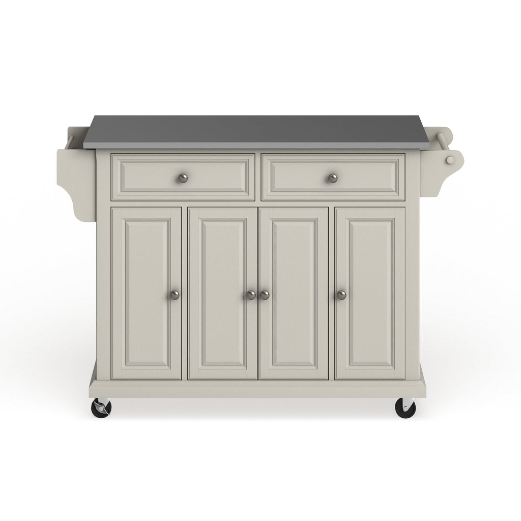White Finish Stainless Steel Top Kitchen Cart and Island L33305