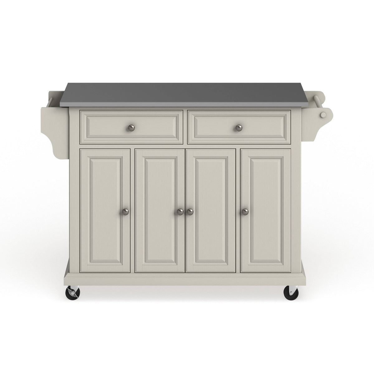 White Finish Stainless Steel Top Kitchen Cart and Island L33305