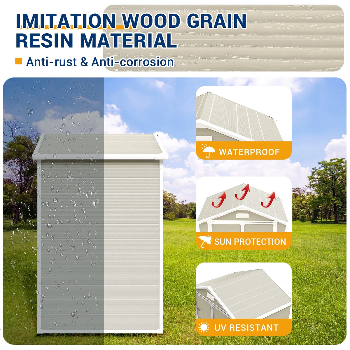 6x4.5 FT Resin Outdoor Storage Shed with Lockable Door C22749