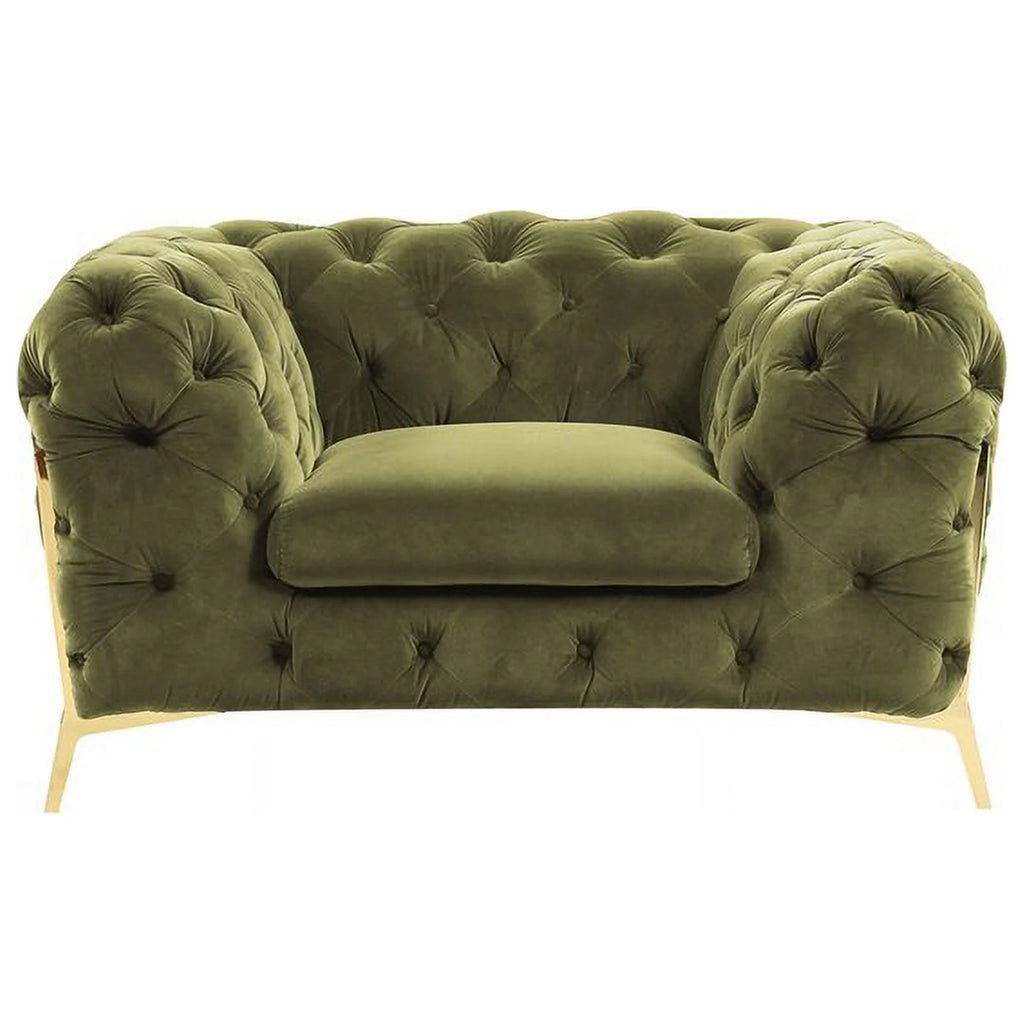 Green Fabric & Metal Accent Chair V5123