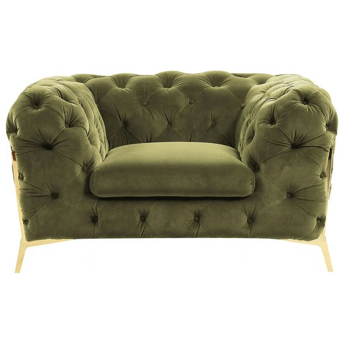Green Fabric & Metal Accent Chair V5123