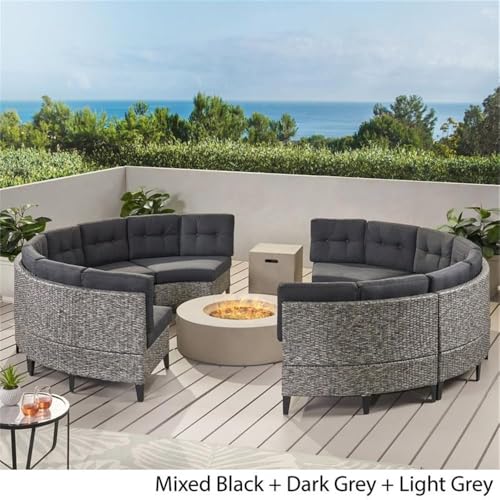 Outdoor Wicker Full Round Sofa Set with Fire Table O380051