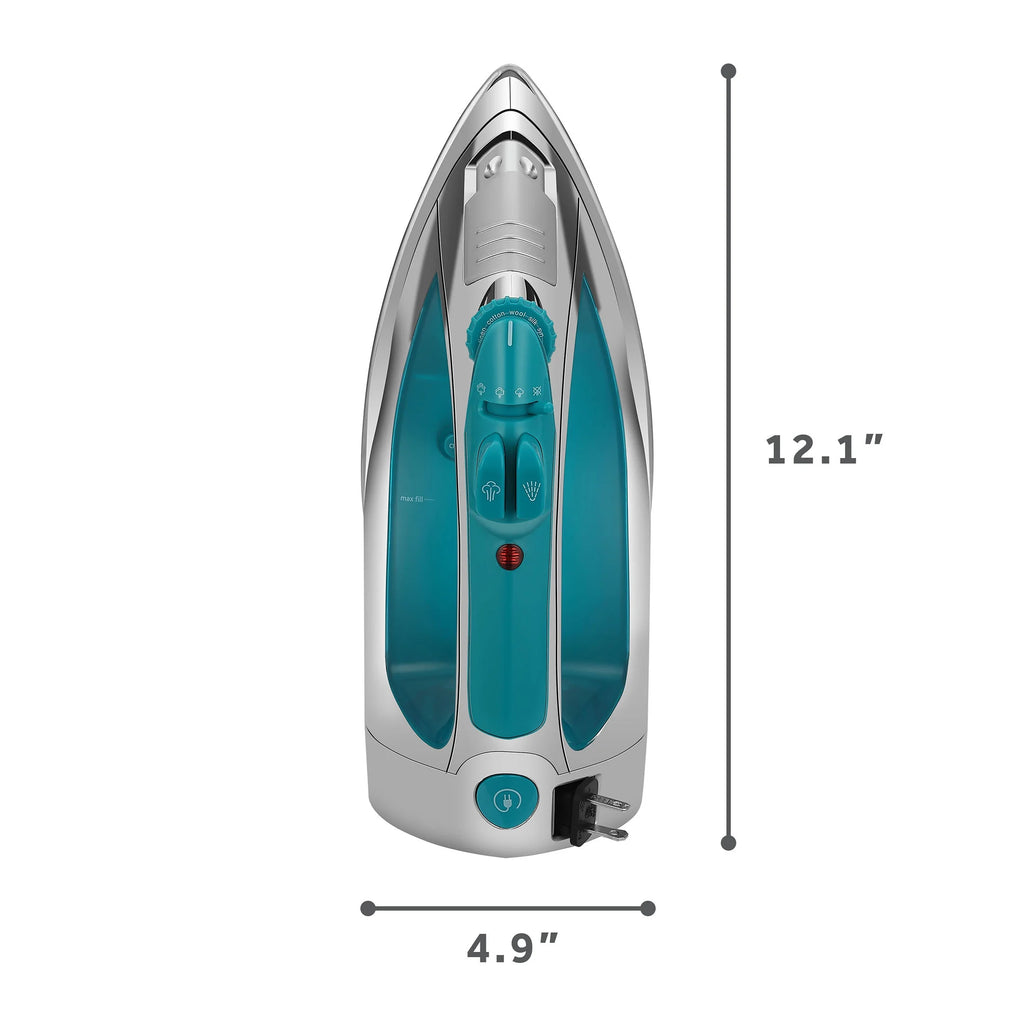 Chrome and Teal Finish Steam Iron with Retractable Cord P2825