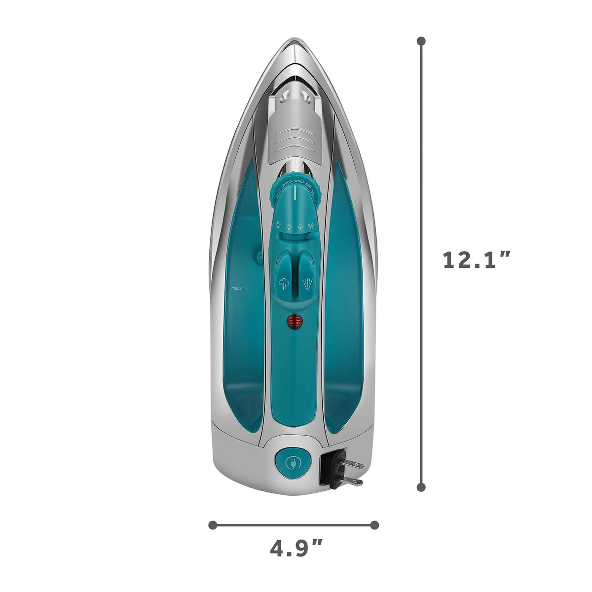 Chrome and Teal Finish Steam Iron with Retractable Cord P2825